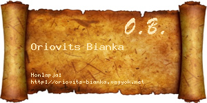 Oriovits Bianka névjegykártya